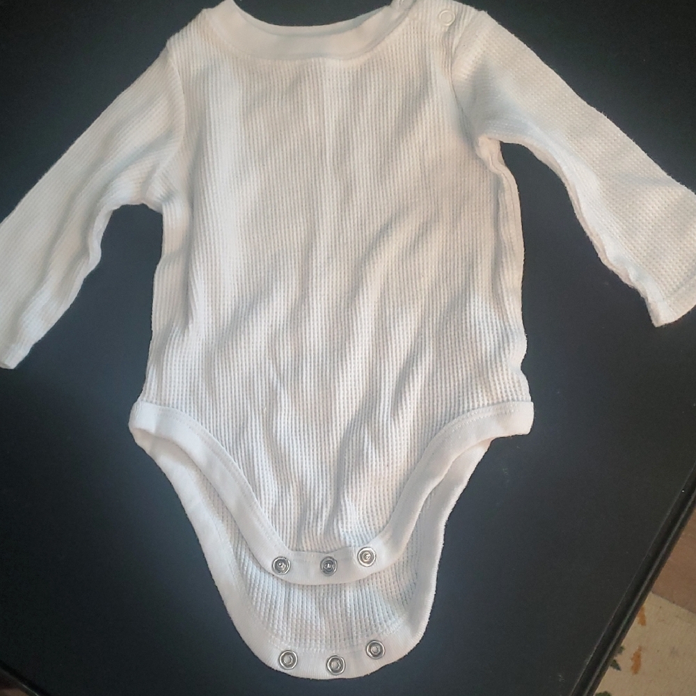 Garanimals White Ribbed Long-Sleeve Baby One-Piece